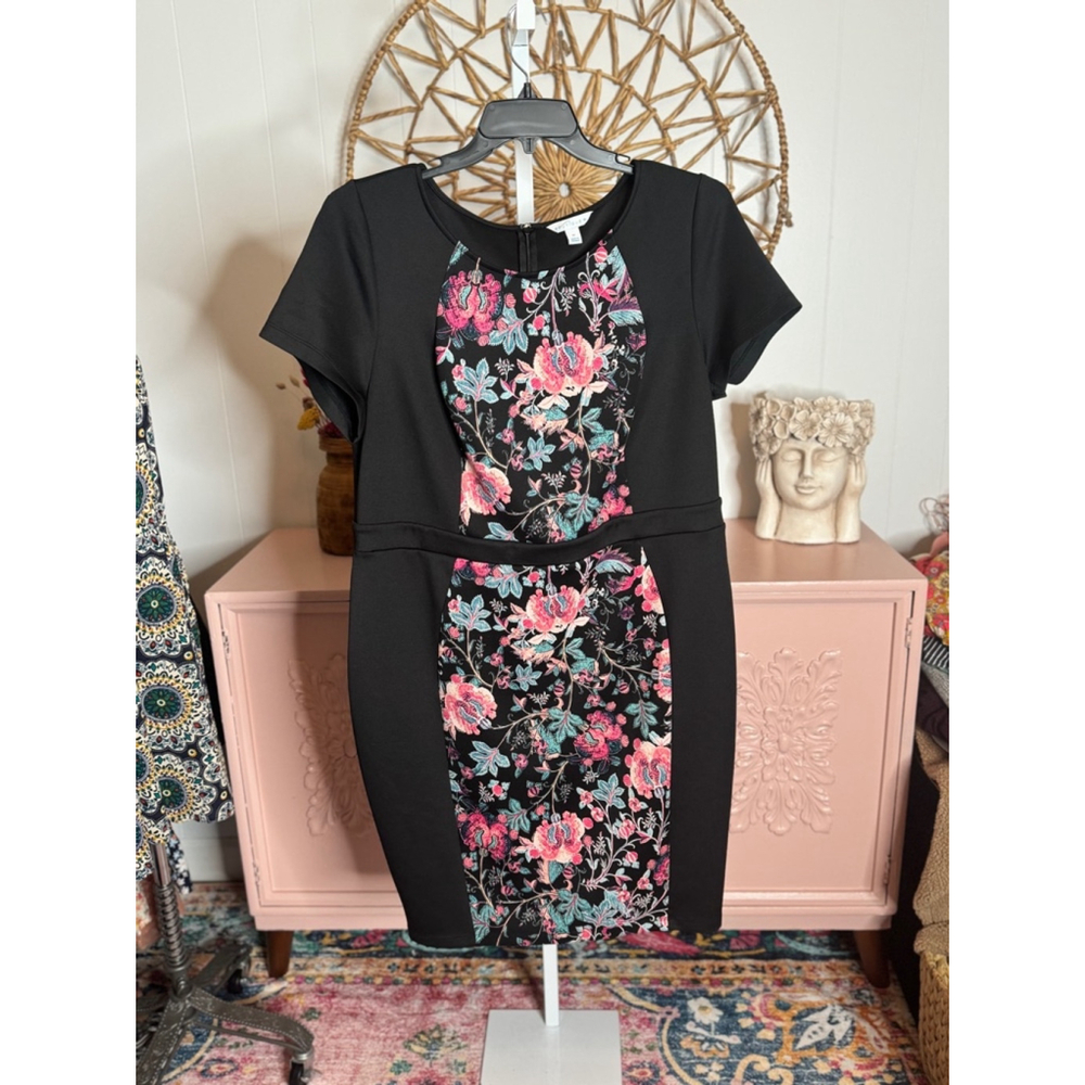 Women's Boutique 9 Dress 1X Black Floral